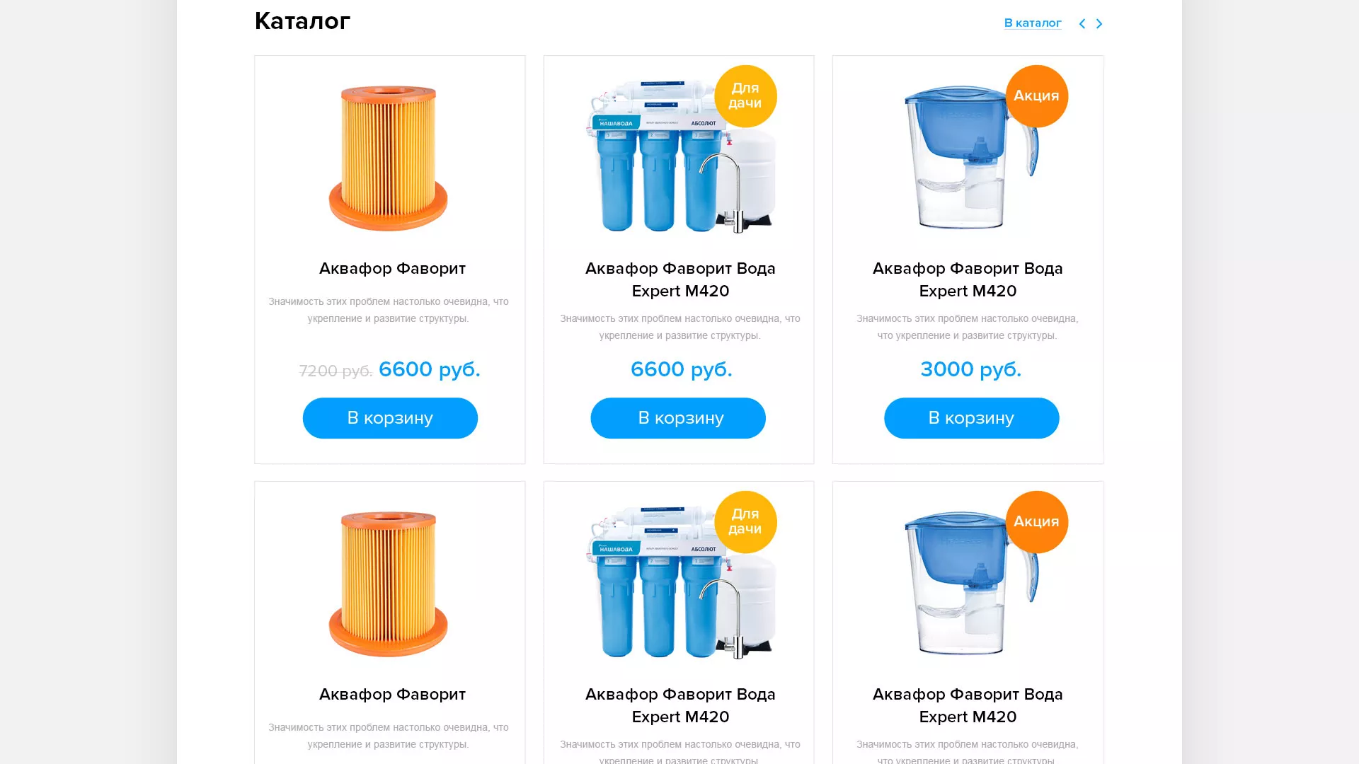 Создание интернет-магазина «Водолей» по продаже фильтров очистных сооружений в Костерёво