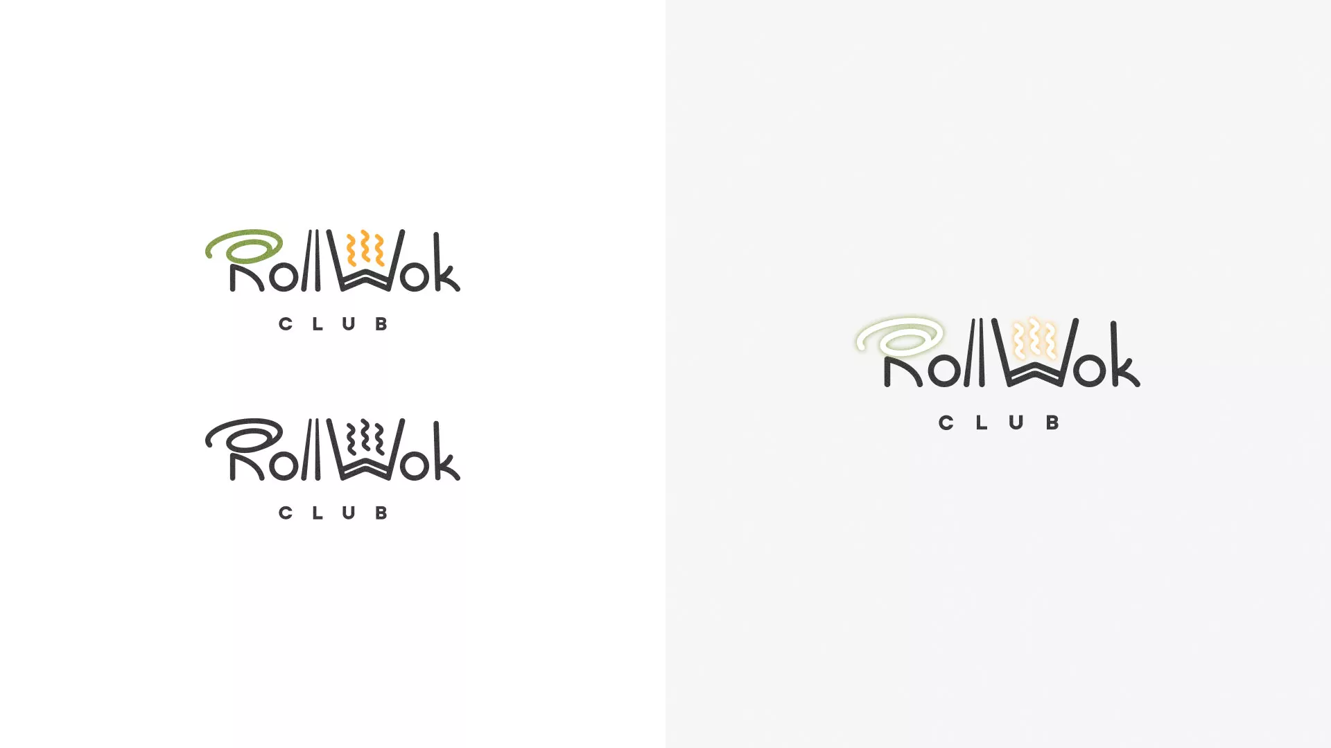Разработка логотипа и фирменного стиля суши-бара «Roll Wok Club» в Костерёво