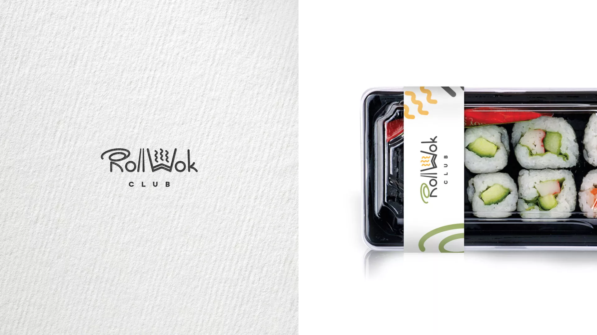 Разработка наклеек для суши-бара «Roll Wok Club» в Костерёво